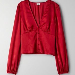 Aritzia Sunday Best Tatiana Blouse Red